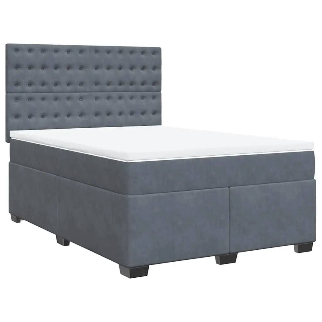 Queen Box Spring Bed with Pocket Spring Mattress Height-Adjustable Headboard Velvet Upholstered