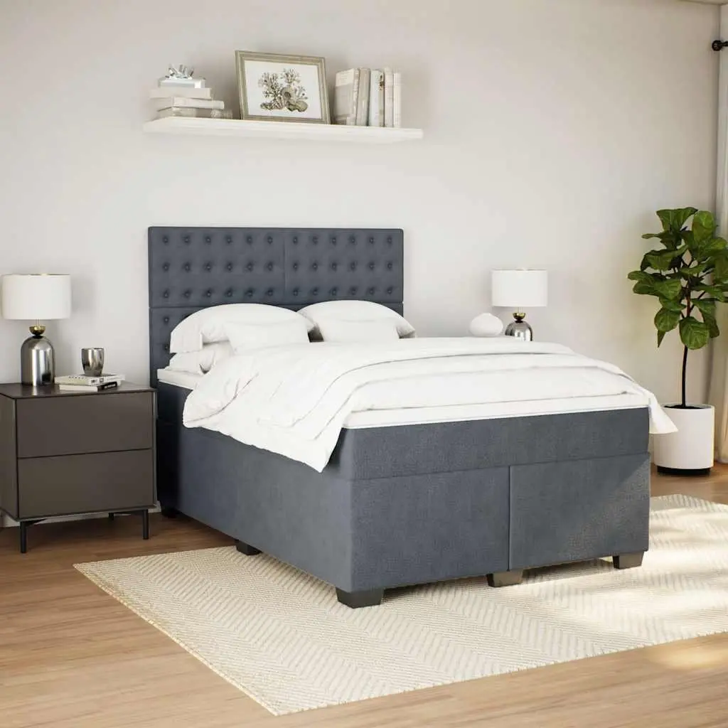 Queen Box Spring Bed with Pocket Spring Mattress Height-Adjustable Headboard Velvet Upholstered