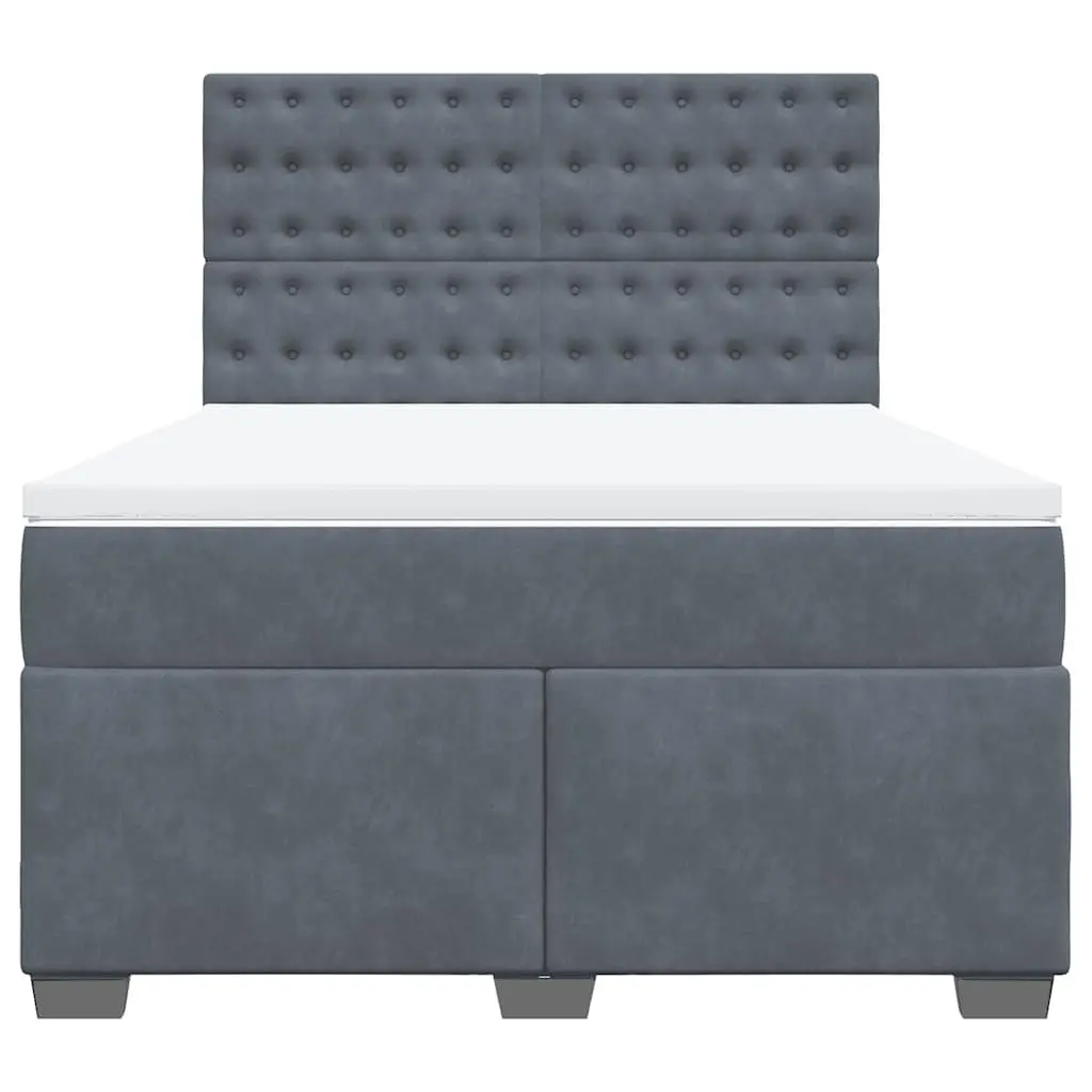Queen Box Spring Bed with Pocket Spring Mattress Height-Adjustable Headboard Velvet Upholstered