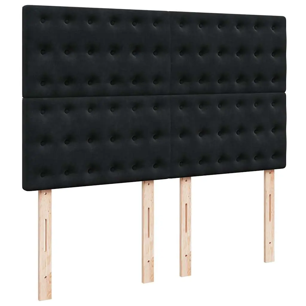 Queen Box Spring Bed with Pocket Spring Mattress Black Velvet Adjustable Headboard