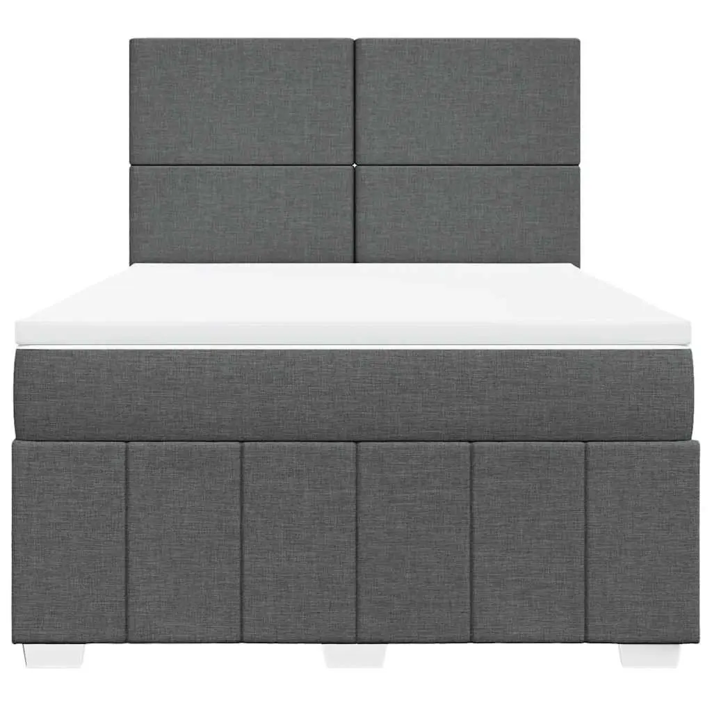 Queen Bed Frame with Height Adjustable Headboard Pocket Spring Mattress Grey