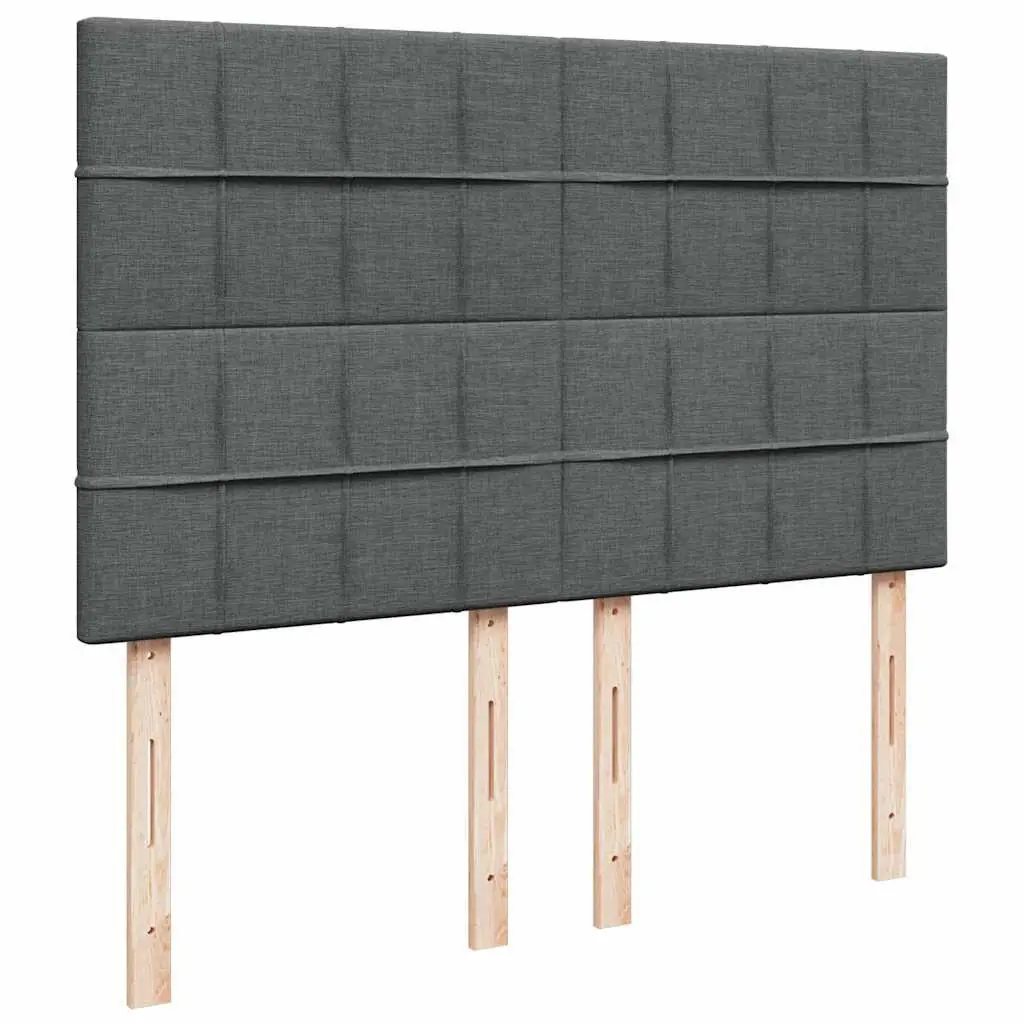 Queen Box Spring Bed with Pocket Sprung Mattress Grey Fabric Height Adjustable Headboard