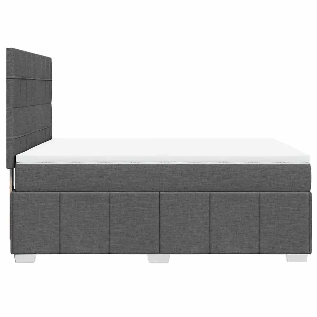Queen Box Spring Bed with Pocket Sprung Mattress Grey Fabric Height Adjustable Headboard