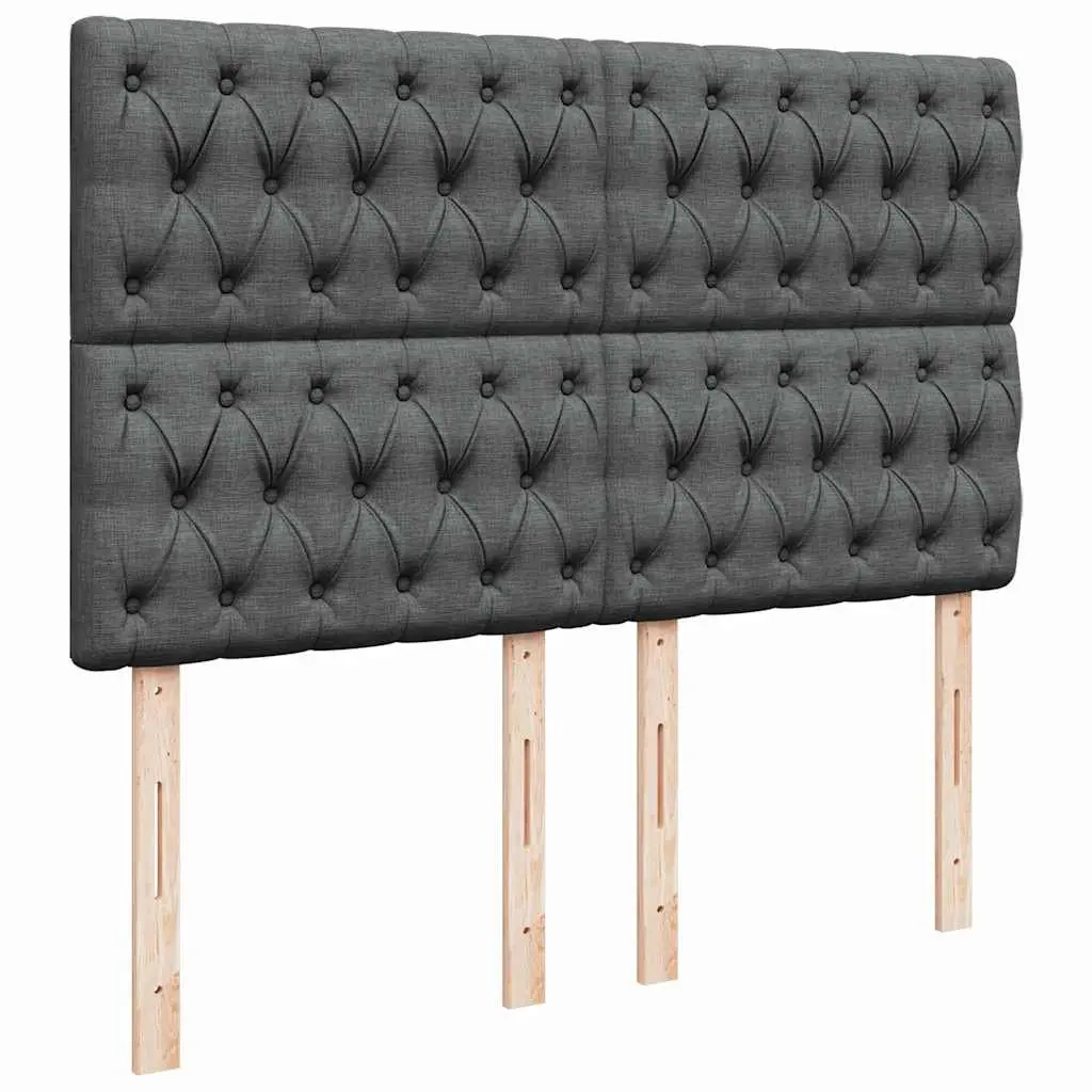Queen Box Spring Bed with Pocket Sprung Mattress Adjustable Headboard Dark Grey Fabric