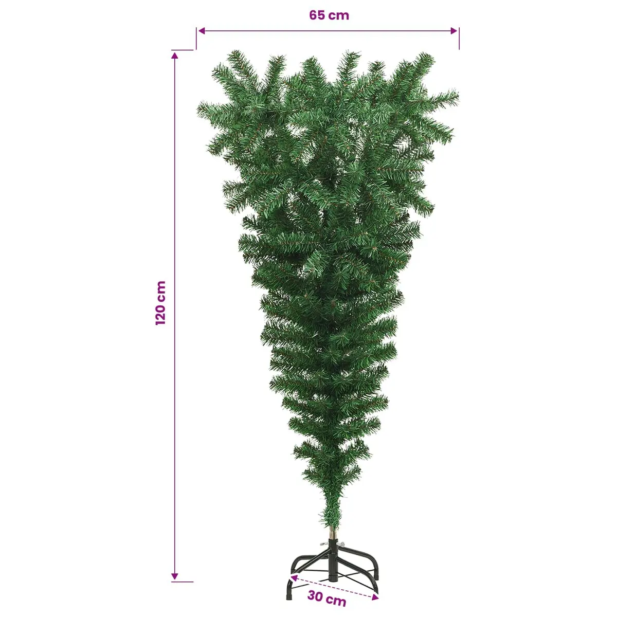 Upside-Down Artificial Christmas Tree 120cm Green with Stand Decorative Holiday