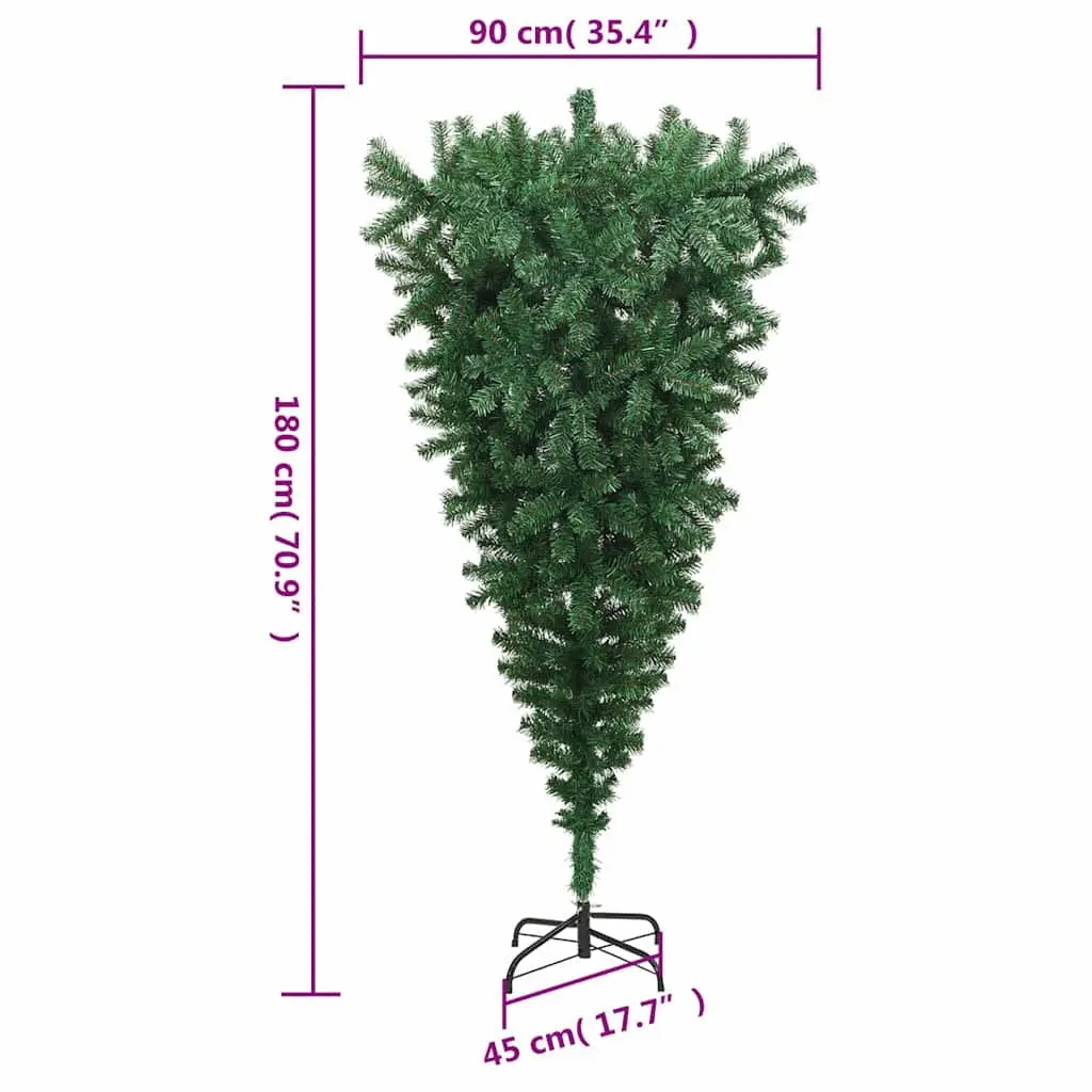 Upside-Down Artificial Christmas Tree 180cm Adjustable Branches Green