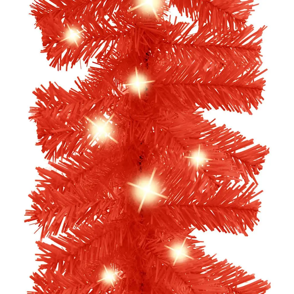 Red Christmas Garland with LED Lights 5m Holiday Decoration Staircase Window
