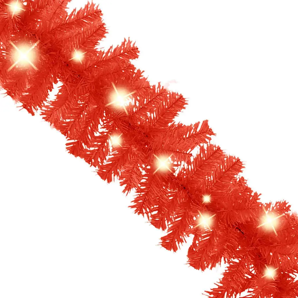 Red Christmas Garland with LED Lights 10m Holiday Home Decoration Festive