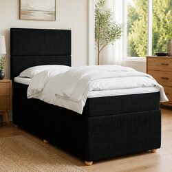 King Single Box Spring Bed with Pocket Mattress Height Adjustable Headboard