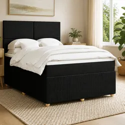 Queen Box Spring Bed with Pocket Spring Mattress Height-Adjustable Headboard