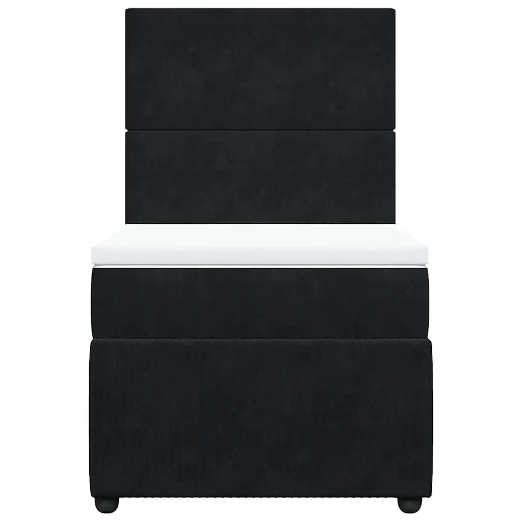 King Single Box Spring Bed with Pocket Mattress Height Adjustable Headboard Velvet Fabric
