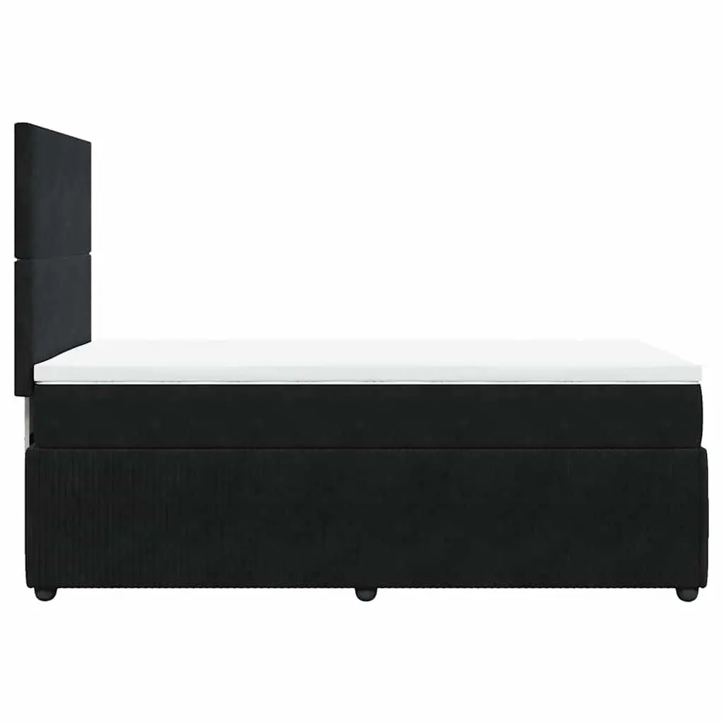 King Single Box Spring Bed with Pocket Mattress Height Adjustable Headboard Velvet Fabric