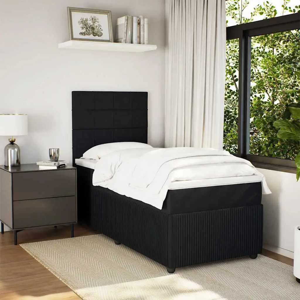 Box Spring Bed King Single Adjustable Headboard Pocket Spring Mattress Black Velvet