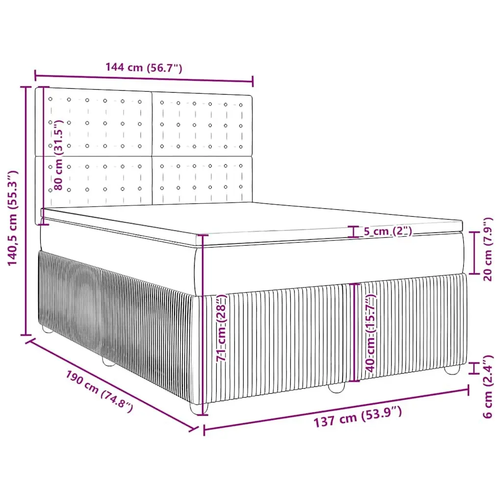 Double Velvet Upholstered Box Spring Bed with Adjustable Headboard and Pocket Sprung Mattress