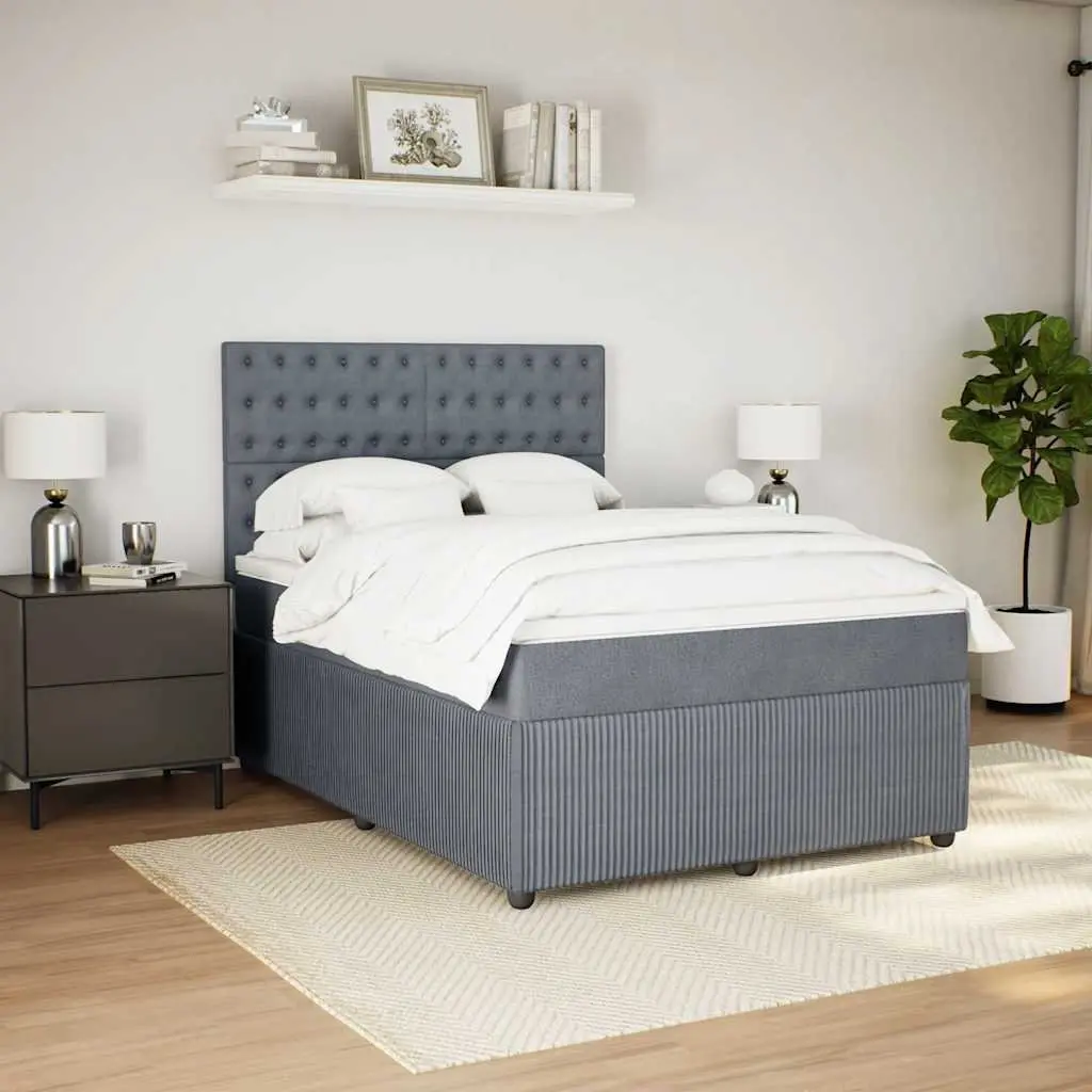 Double Velvet Upholstered Box Spring Bed with Adjustable Headboard and Pocket Sprung Mattress