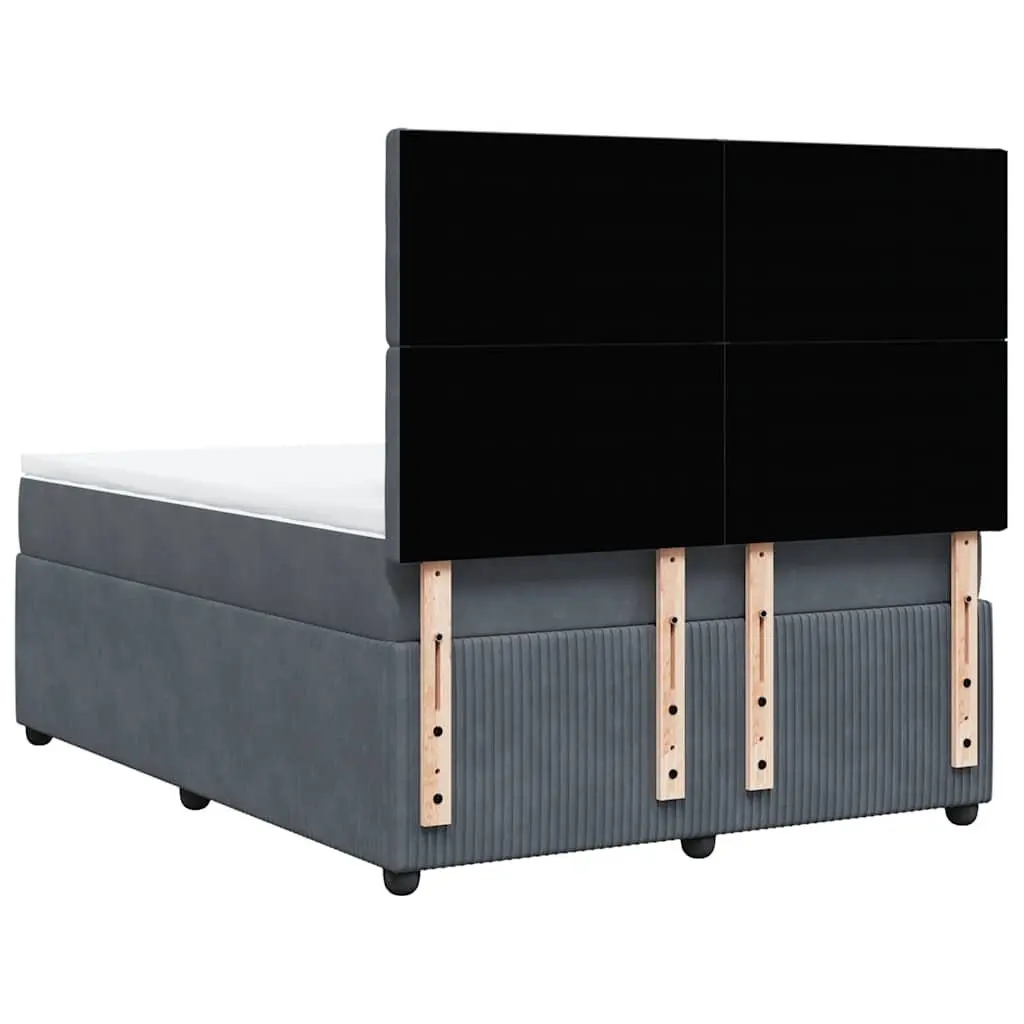 Double Velvet Upholstered Box Spring Bed with Adjustable Headboard and Pocket Sprung Mattress