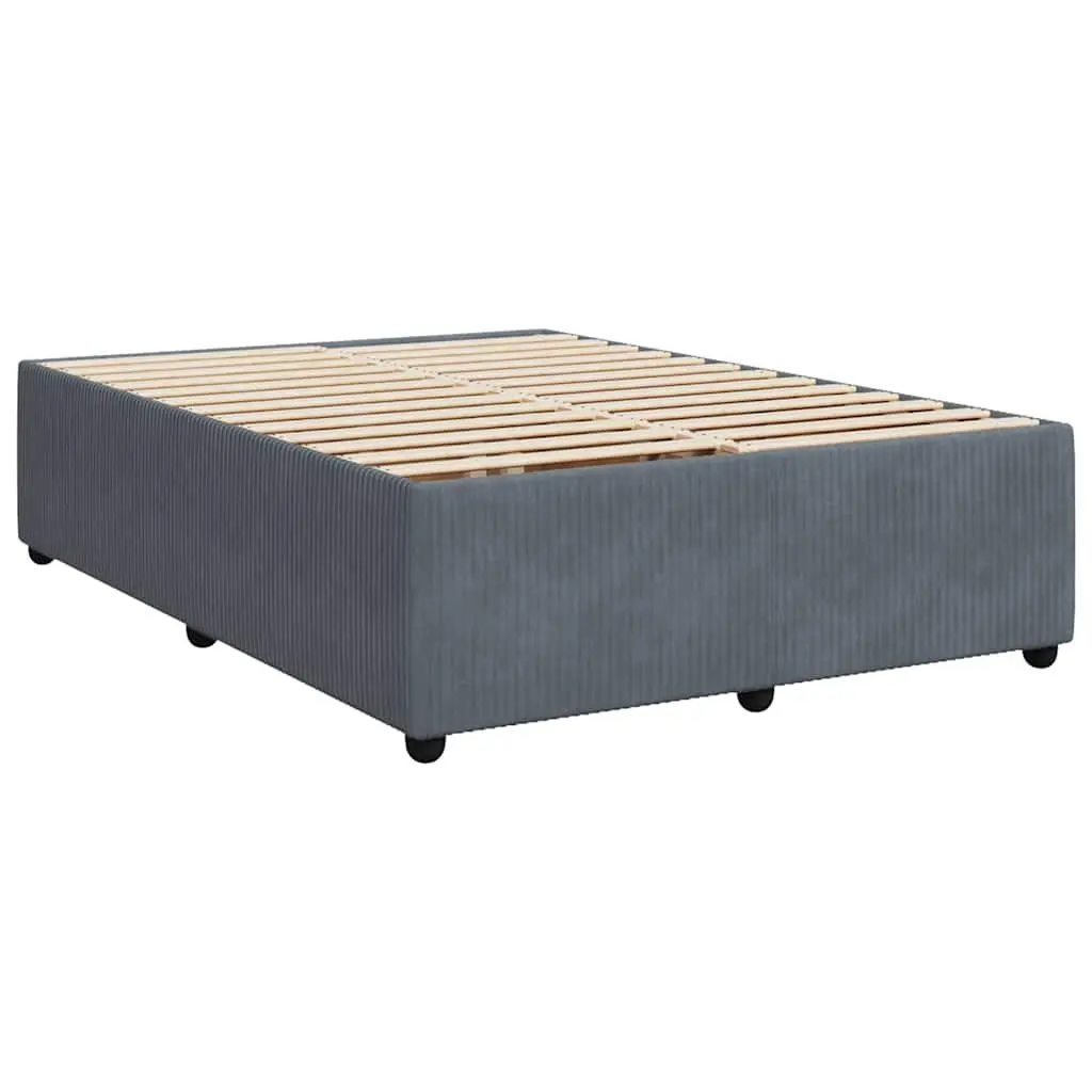 Queen Velvet Upholstered Box Spring Bed with Adjustable Headboard and Pocket Sprung Mattress