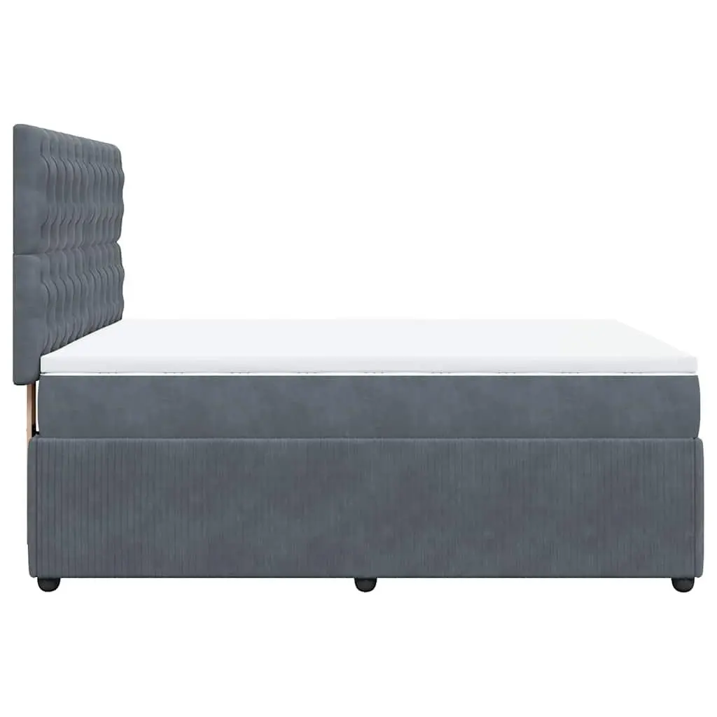 Queen Box Spring Bed Grey Velvet Pocket Spring Mattress Adjustable Headboard