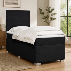 King Single Box Spring Bed with Pocket Mattress LED Lights Adjustable Headboard