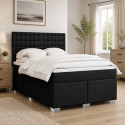 Double Box Spring Bed with Pocket Spring Mattress LED Lights Adjustable