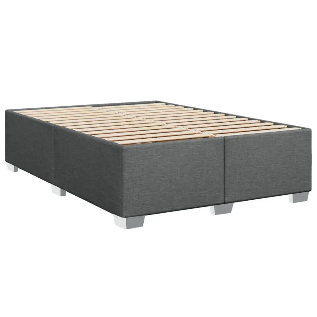 Queen Box Spring Bed Grey with Adjustable Headboard Pocket Spring Mattress and LED Lights
