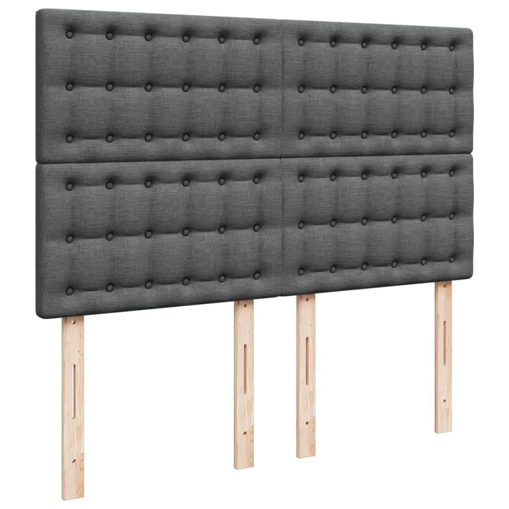 Queen Box Spring Bed with Pocket Spring Mattress Adjustable Headboard LED Light Grey Fabric