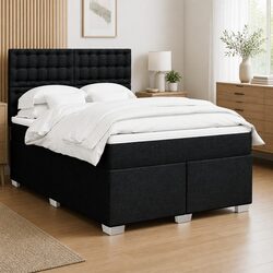 Queen Box Spring Bed with Pocket Spring Mattress LED Lights Adjustable Headboard