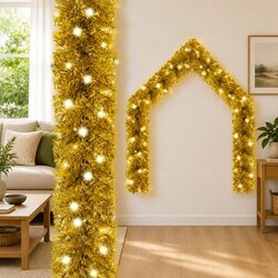 Christmas Garland LED Lights 5m Gold Decoration Holiday Hanging Staircase Window