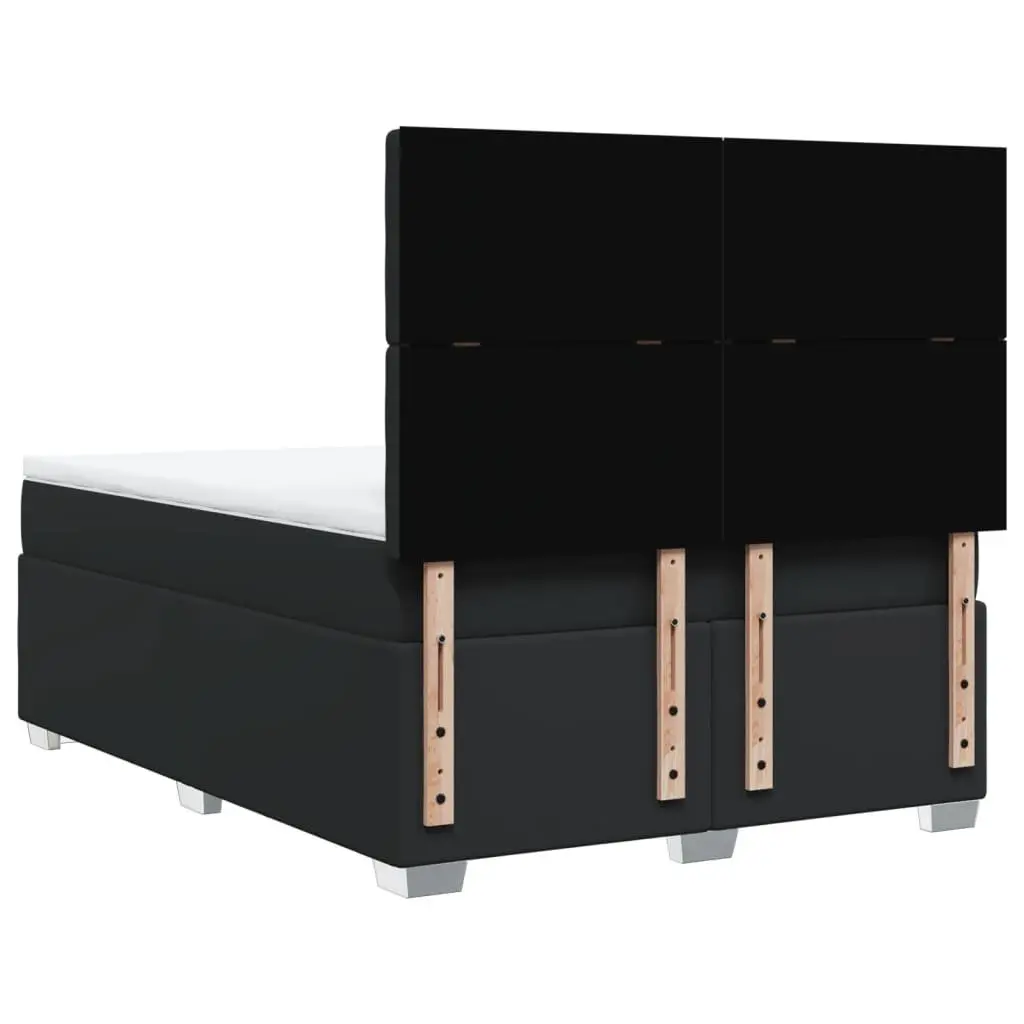 Queen Box Spring Bed with Pocket Mattress LED Lights Faux Leather Adjustable Headboard