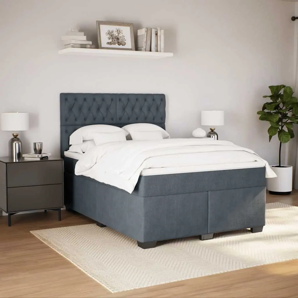 Queen Box Spring Bed with Pocket Sprung Mattress Adjustable Headboard LED Lights