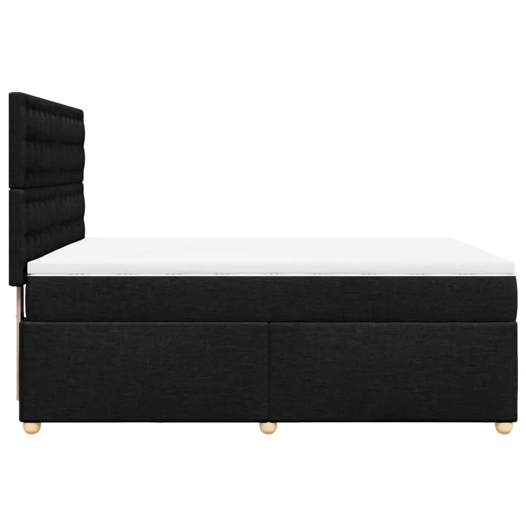 Pocket Mattress Double Box Spring Bed Adjustable LED Headboard Black Fabric