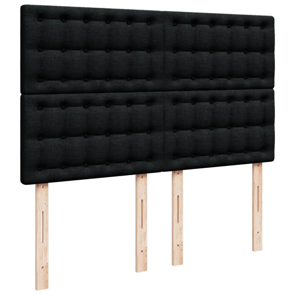 Pocket Mattress Double Box Spring Bed Adjustable LED Headboard Black Fabric