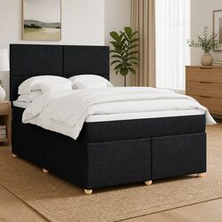 Queen Box Spring Bed with Pocket Spring Mattress LED Lights Adjustable Headboard