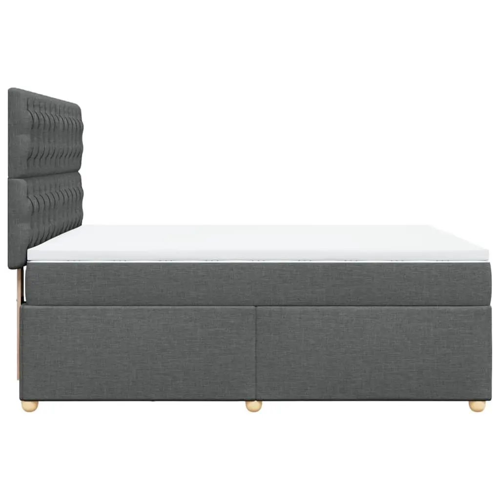 Queen Box Spring Bed with Pocket Spring Mattress Adjustable Headboard LED Lights Grey