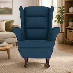 Elevate Your Space with a Blue Velvet Wingback Rocking Chair