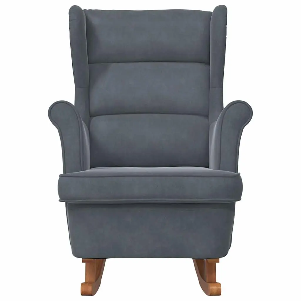 Rocking Chair Wingback Grey Velvet Padded Armchair Living Room Furniture