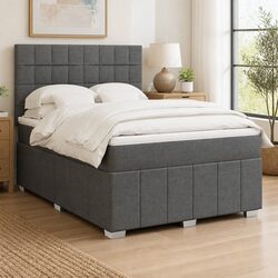 Queen Box Spring Bed with Pocket Mattress LED Lights Height Adjustable
