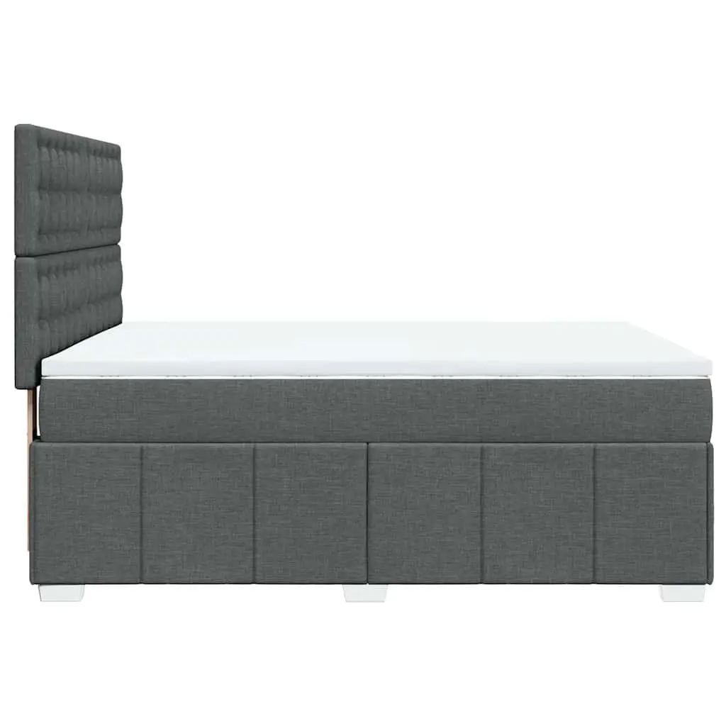 Pocket Mattress Queen Bed Grey with Adjustable Headboard and LED Lighting
