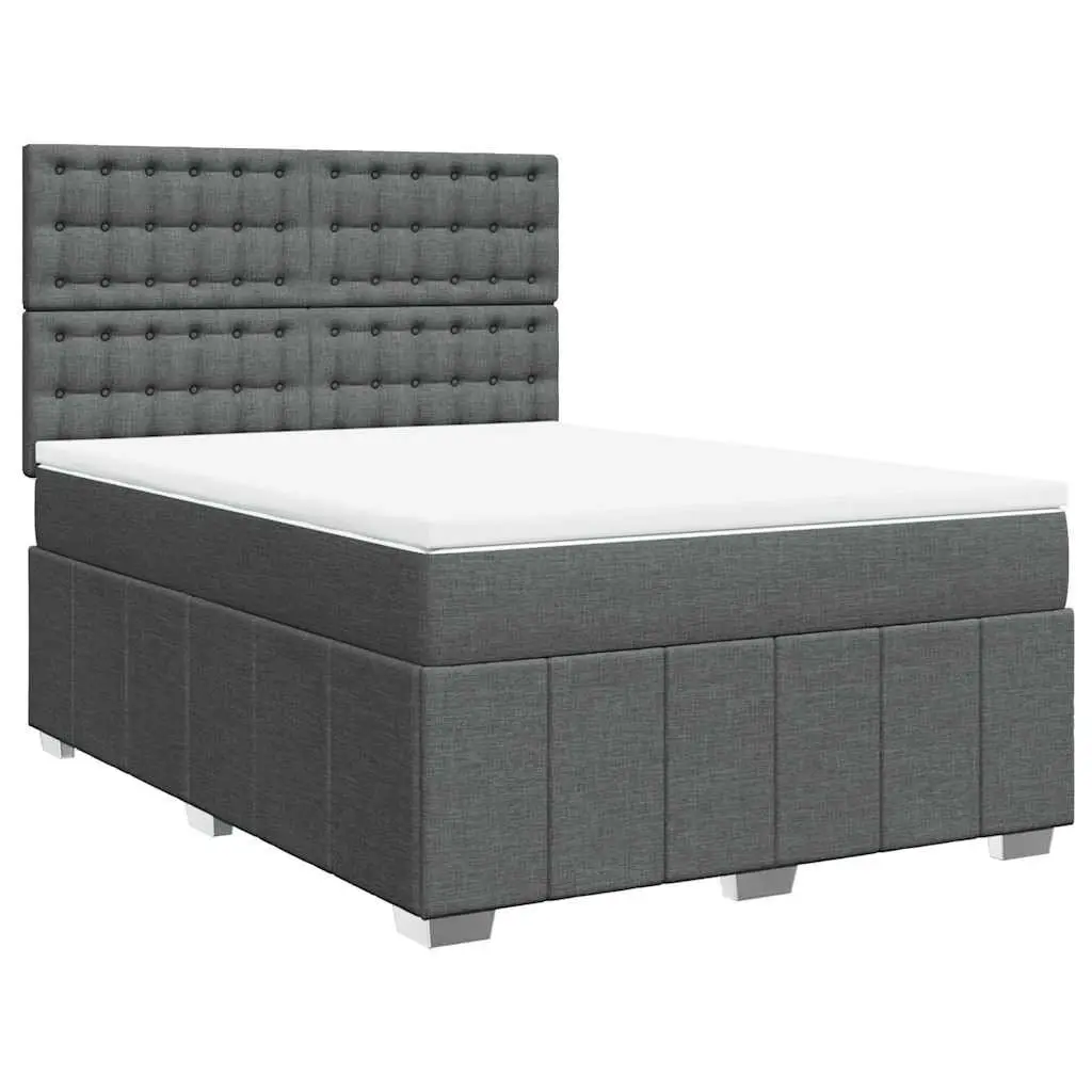 Pocket Mattress Queen Bed Grey with Adjustable Headboard and LED Lighting