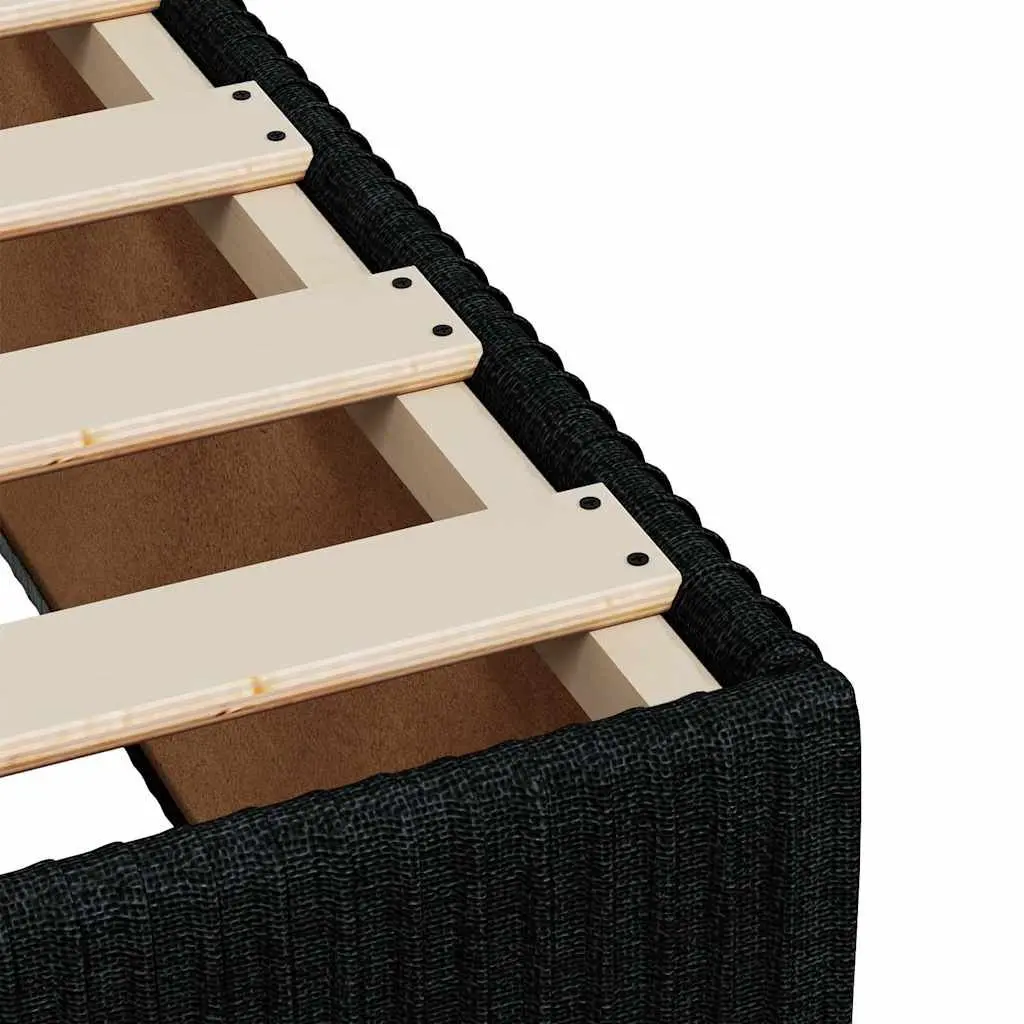 Double Box Spring Bed with Pocket Sprung Mattress Adjustable Headboard LED Lights Black Fabric
