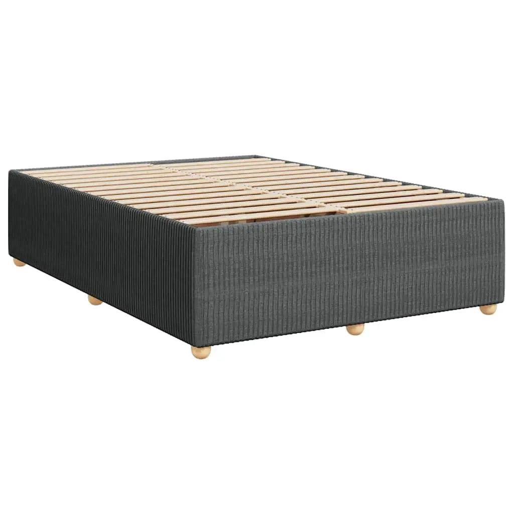 Queen Box Spring Bed with Pocket Spring Mattress Height Adjustable Headboard LED Lights Grey Fabric Frame