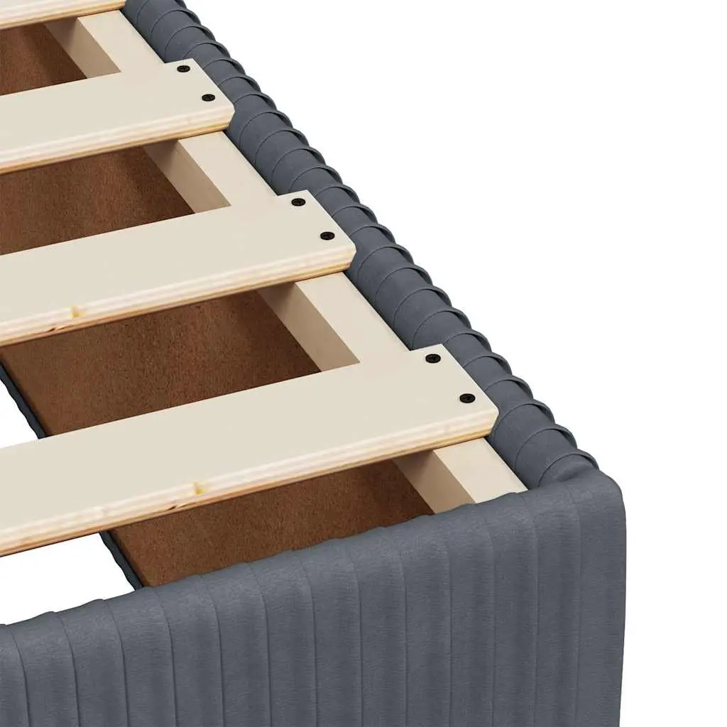 Box Spring Bed Queen Size Dark Grey Velvet LED Headboard