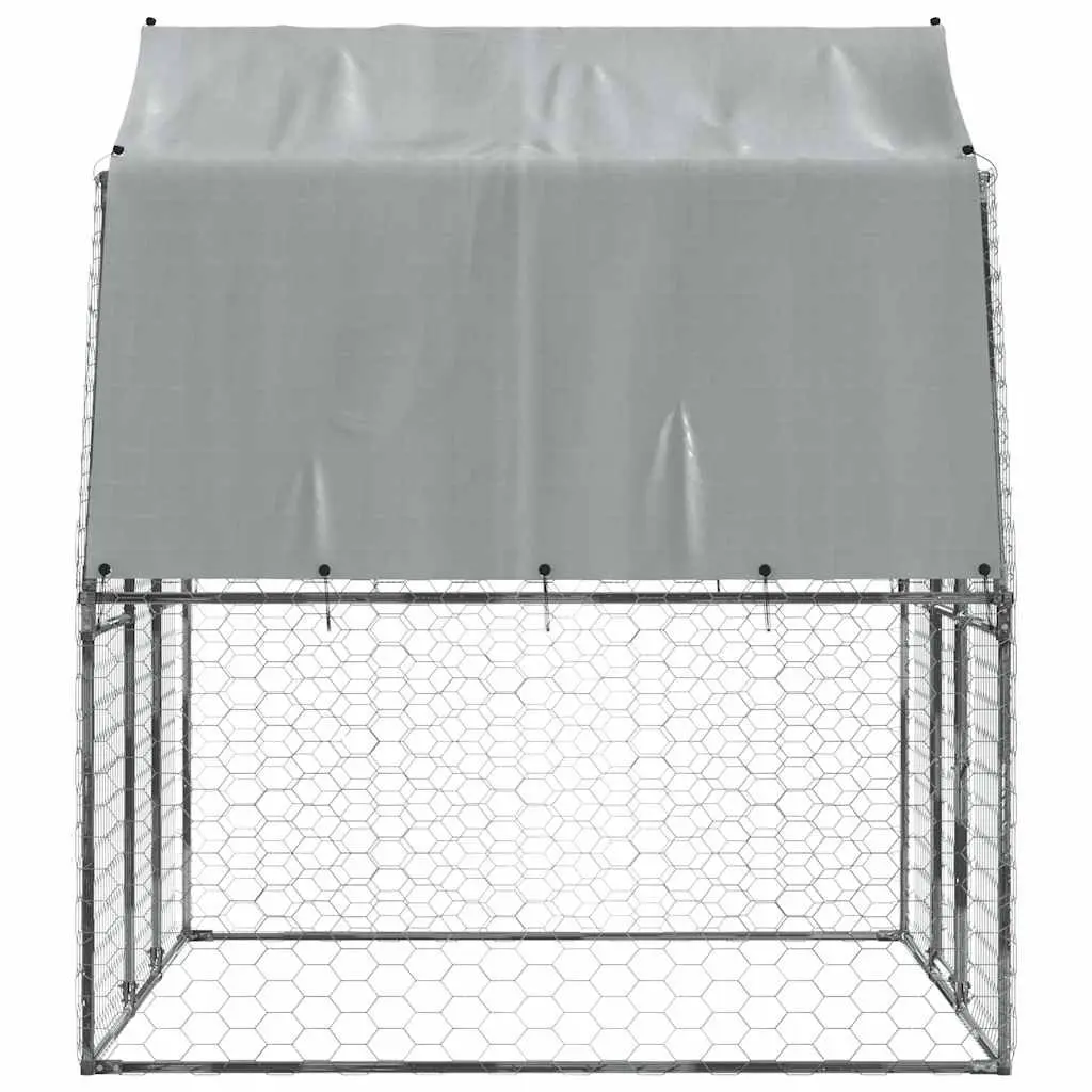 Dog Cage with Roof and Door Outdoor Kennel Galvanised Steel Mesh Pen