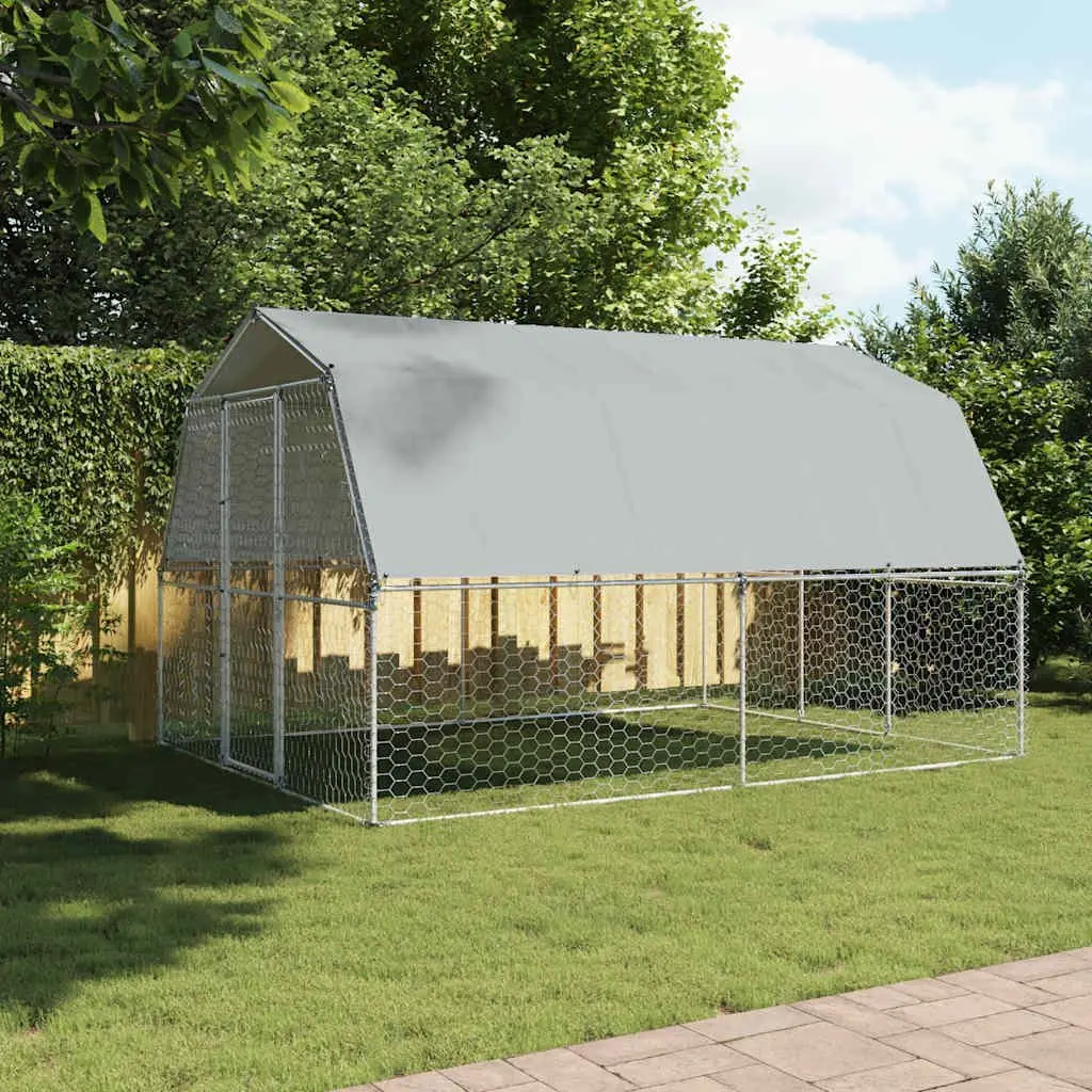 Dog Cage Outdoor Kennel Galvanised Steel Mesh with Roof and Lockable Door