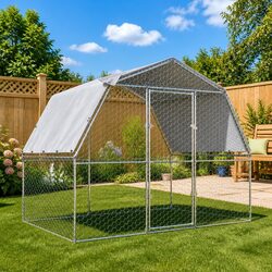 Chicken Cage with Roof and Door Outdoor Enclosure for Hens Ducks Small Animals