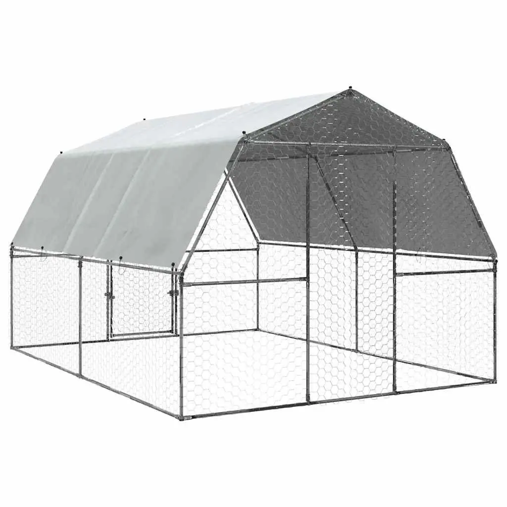 Chicken Cage Outdoor Enclosure Galvanised Steel with Roof and Door for Small Animals