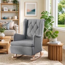 Comfortable Grey Armchair with Rocking Legs for Your Living Room