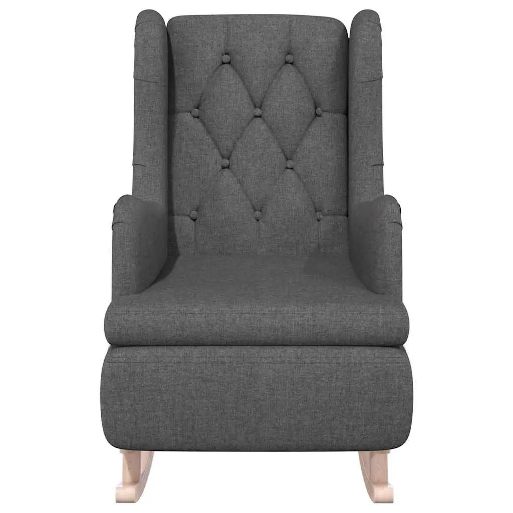 Grey Fabric Armchair Padded Foam Upholstered Seat Rocking Legs Living Room Furniture