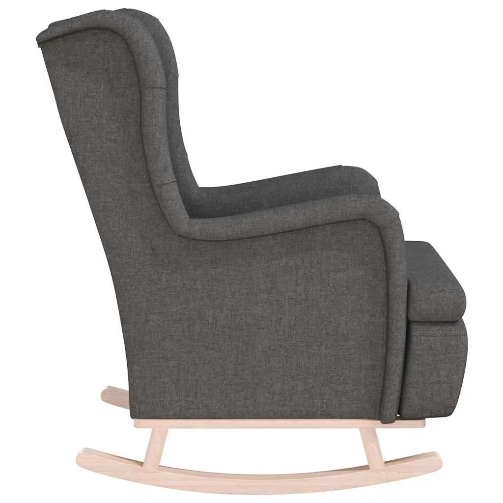 Grey Fabric Armchair Padded Foam Upholstered Seat Rocking Legs Living Room Furniture