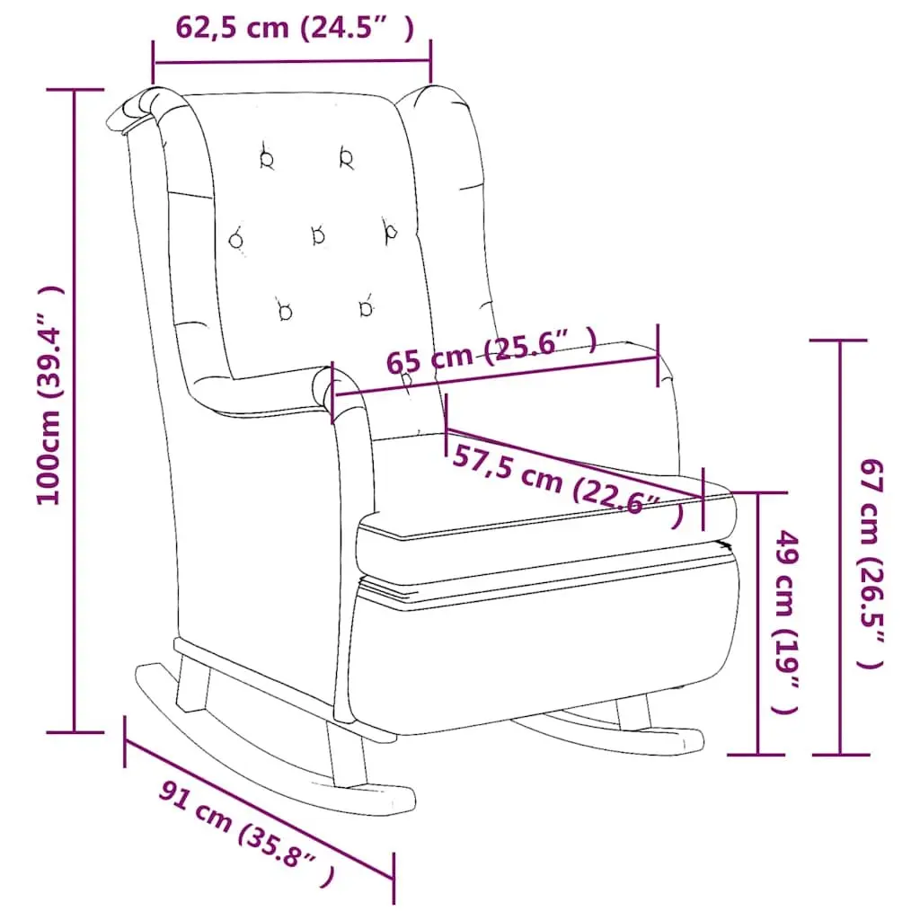 Grey Fabric Armchair Padded Foam Upholstered Seat Rocking Legs Living Room Furniture